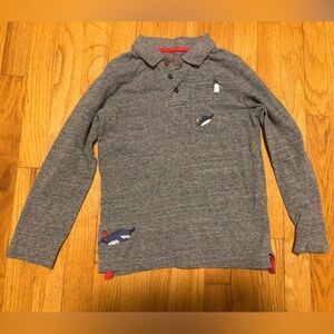 Mini Boden grey with penguin appliqué polo size 7-8